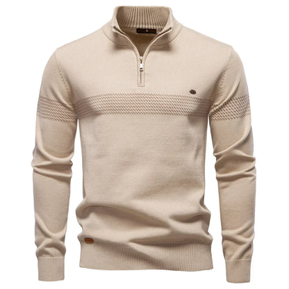 MANSSINO™ | Men's Chest Stripe Half-Zip Knit Pullover