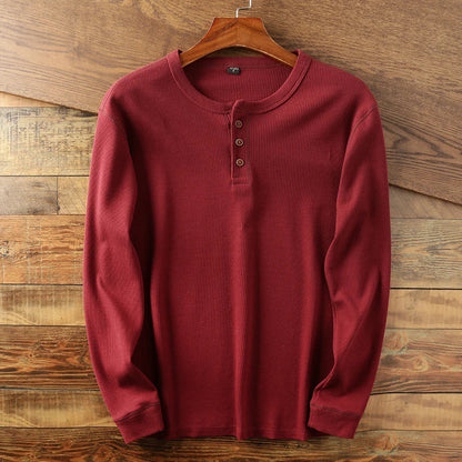 MANSSINO™ | Men's Waffle Knit Long-Sleeve Henley