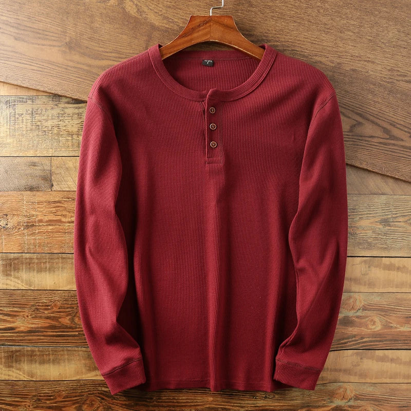 MONVIEL™ | Waffle-Knit Long Sleeve Henley