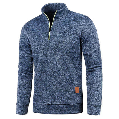 MANSSINO™ | Men's Heathered Half-Zip Stand Collar Pullover
