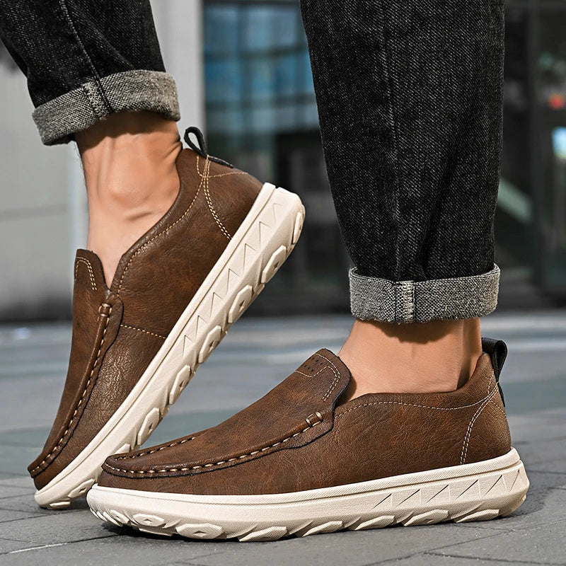 MANSSINO™ | Men's Textured Leather Slip-On with EVA Sole