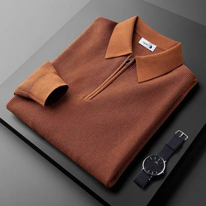 MANSSINO™ | Men's Waffle Knit Full-Zip Sweater