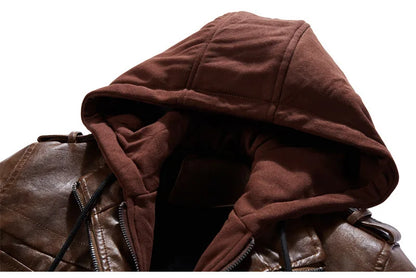 MONVIEL | Hooded Leather Jacket