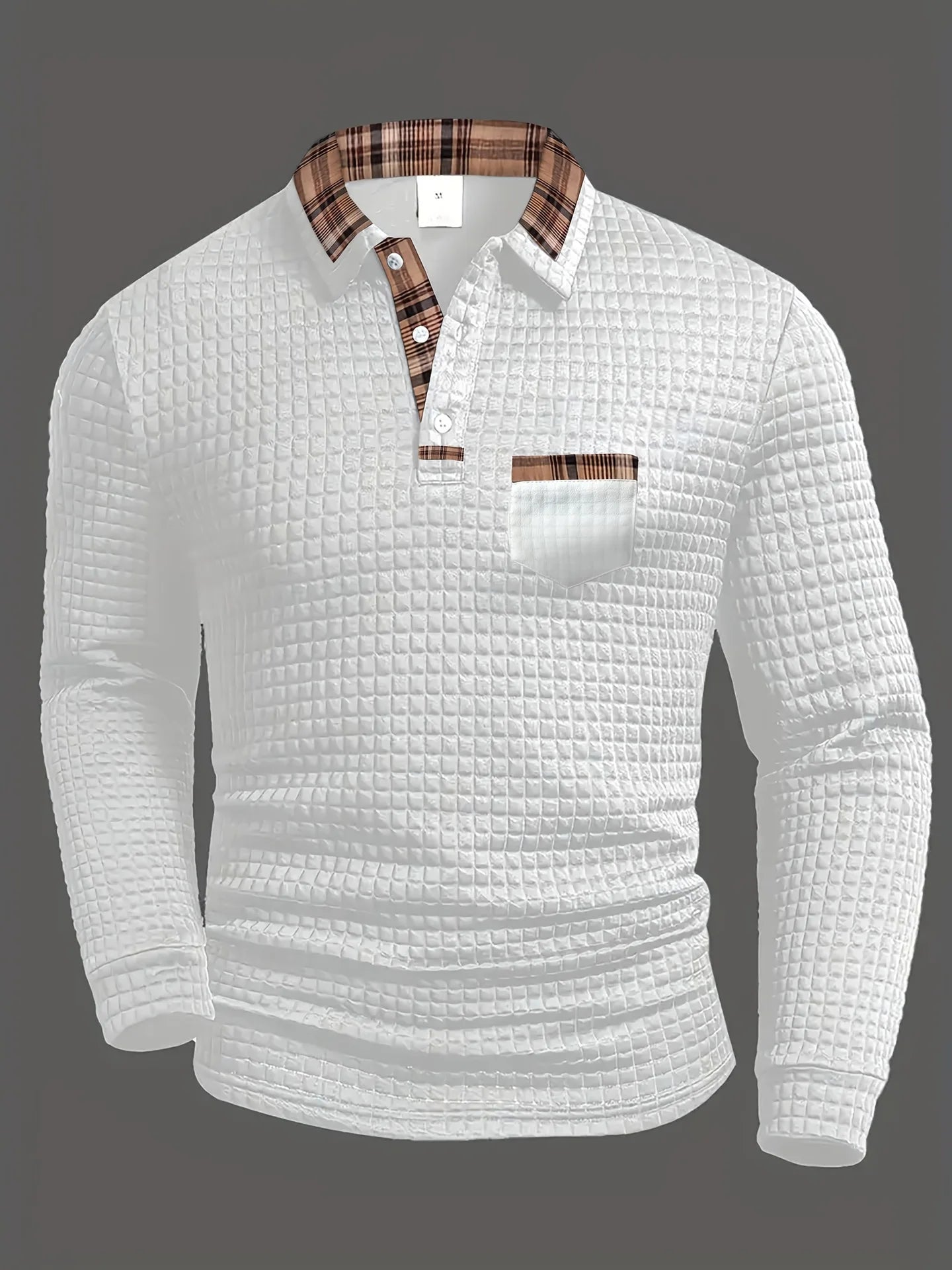 MONVIEL™ | Fine-Check Long Sleeve Polo