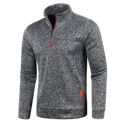 MANSSINO™ | Men's Heathered Half-Zip Stand Collar Pullover