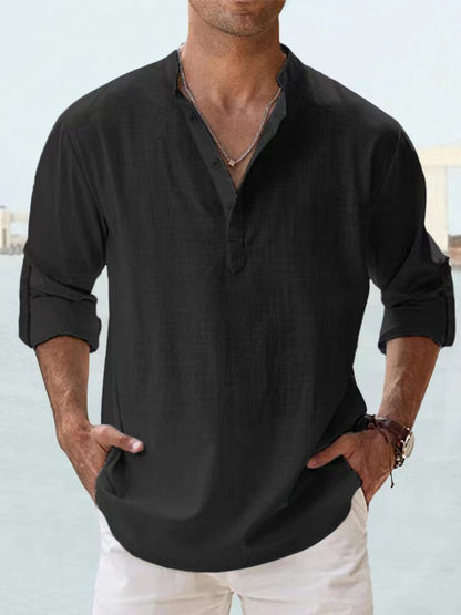 MONVIEL | Collarless Henley shirt