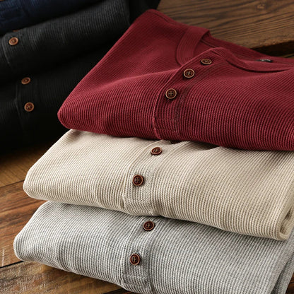 MONVIEL™ | Waffle-Knit Long Sleeve Henley