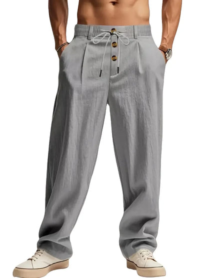 MANSSINO™ | Men's Cotton-Linen Straight-Leg Drawstring Trousers