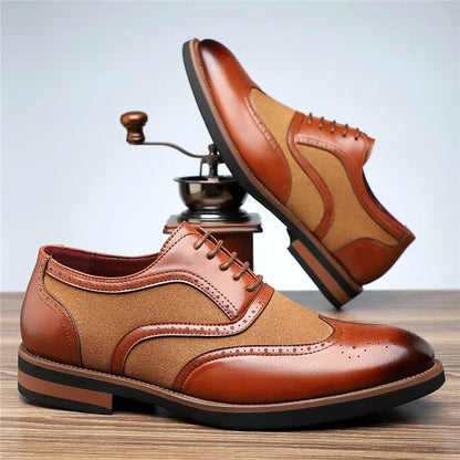 MANSSINO™ | Men's Leather Suede Wingtip Brogue