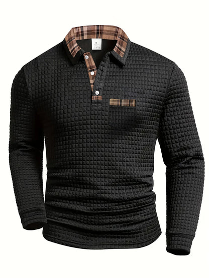 MONVIEL™ | Fine-Check Long Sleeve Polo