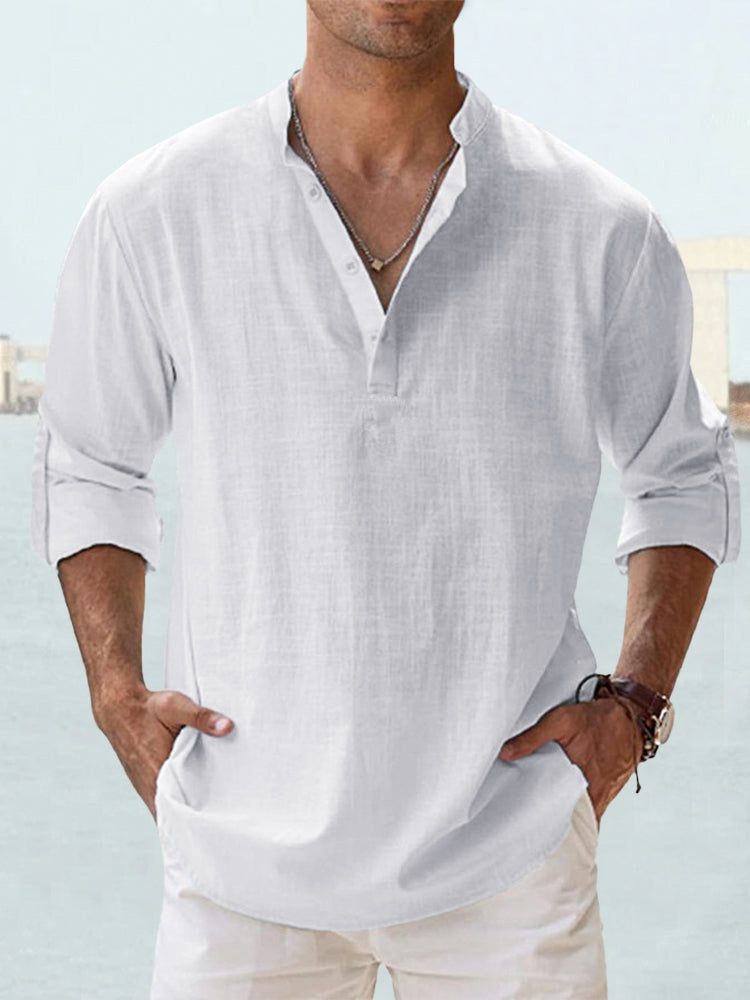 MONVIEL | Collarless Henley shirt