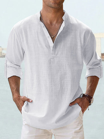 MONVIEL | Collarless Henley shirt