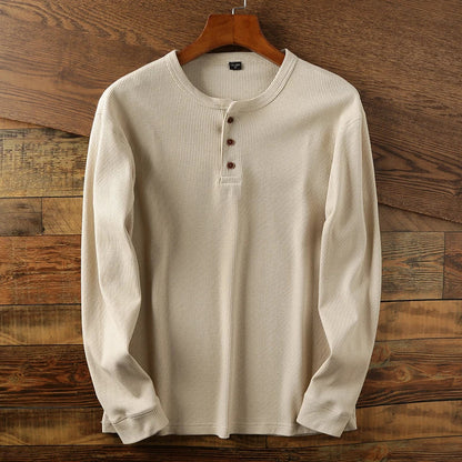 MANSSINO™ | Men's Waffle Knit Long-Sleeve Henley