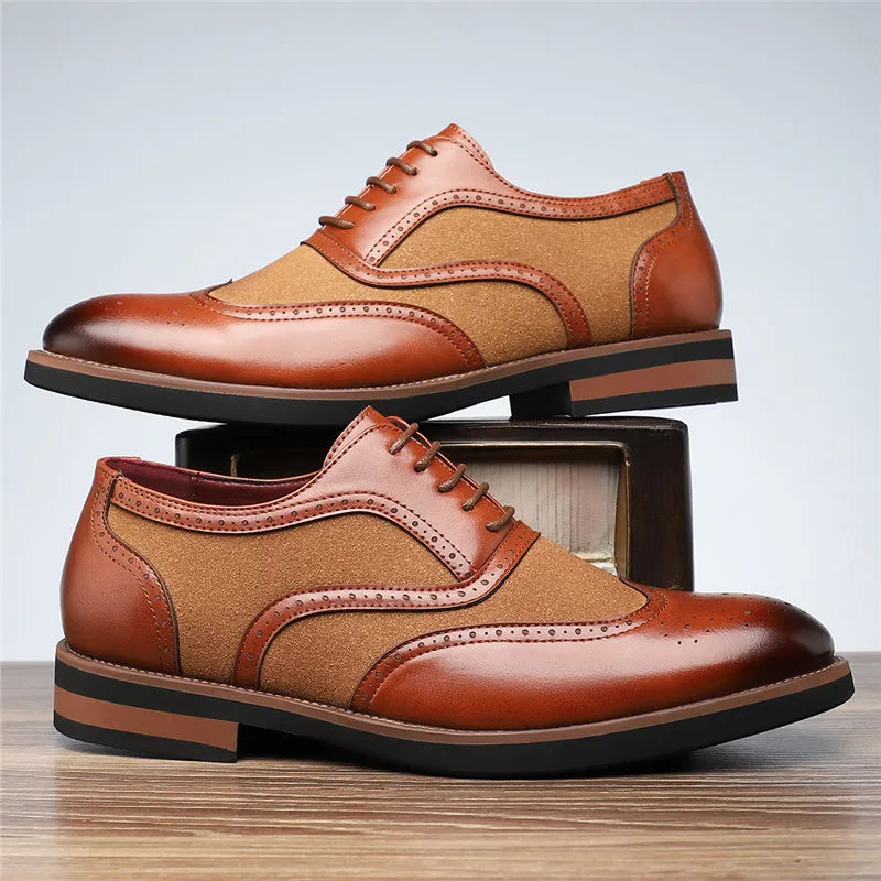 MANSSINO™ | Men's Leather Suede Wingtip Brogue