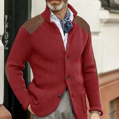MANSSINO™ | Knit Jacket with Suede Patches