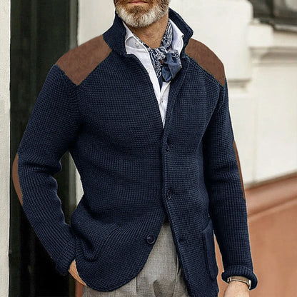 MANSSINO™ | Knit Jacket with Suede Patches