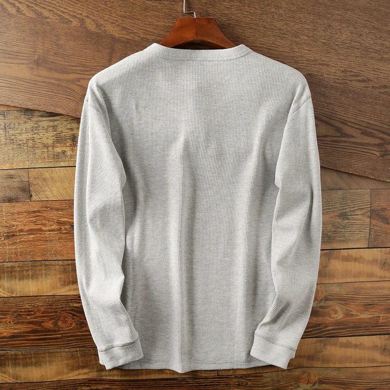 MANSSINO™ | Men's Waffle Knit Long-Sleeve Henley