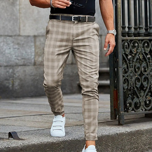 Pantalon Décontracté À Carreaux Pour Homme