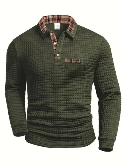 MANSSINO™ | Men's Textured Polo with Contrast Collar