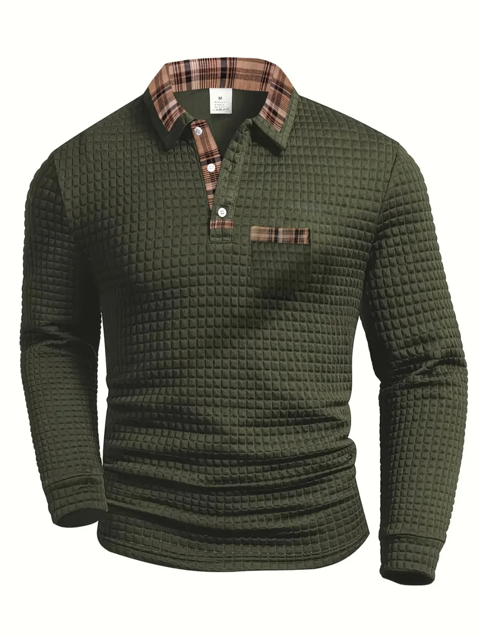 MONVIEL™ | Fine-Check Long Sleeve Polo