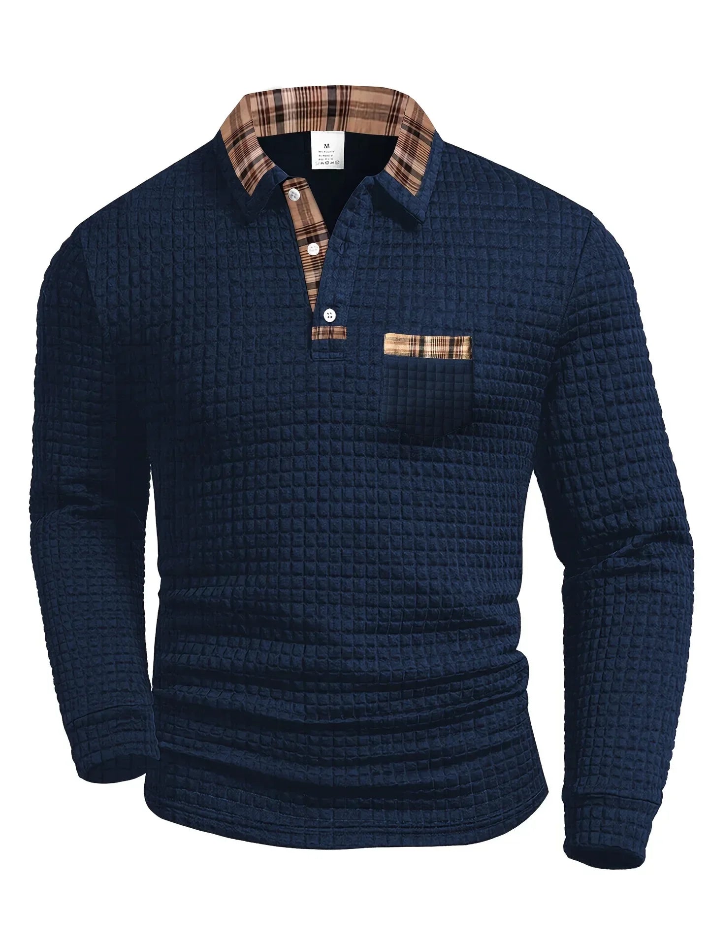 MONVIEL™ | Fine-Check Long Sleeve Polo