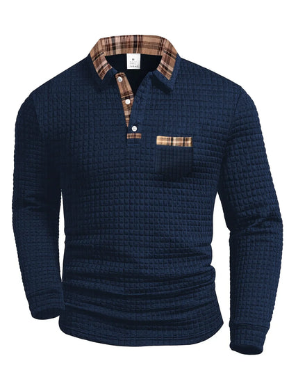MONVIEL™ | Fine-Check Long Sleeve Polo