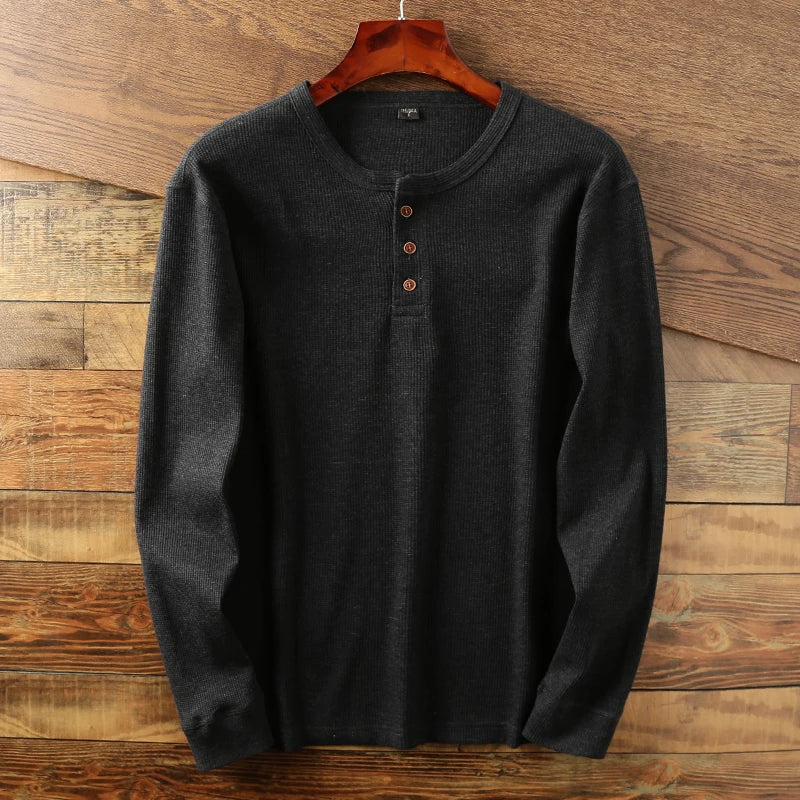MANSSINO™ | Men's Waffle Knit Long-Sleeve Henley