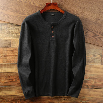 MANSSINO™ | Men's Waffle Knit Long-Sleeve Henley