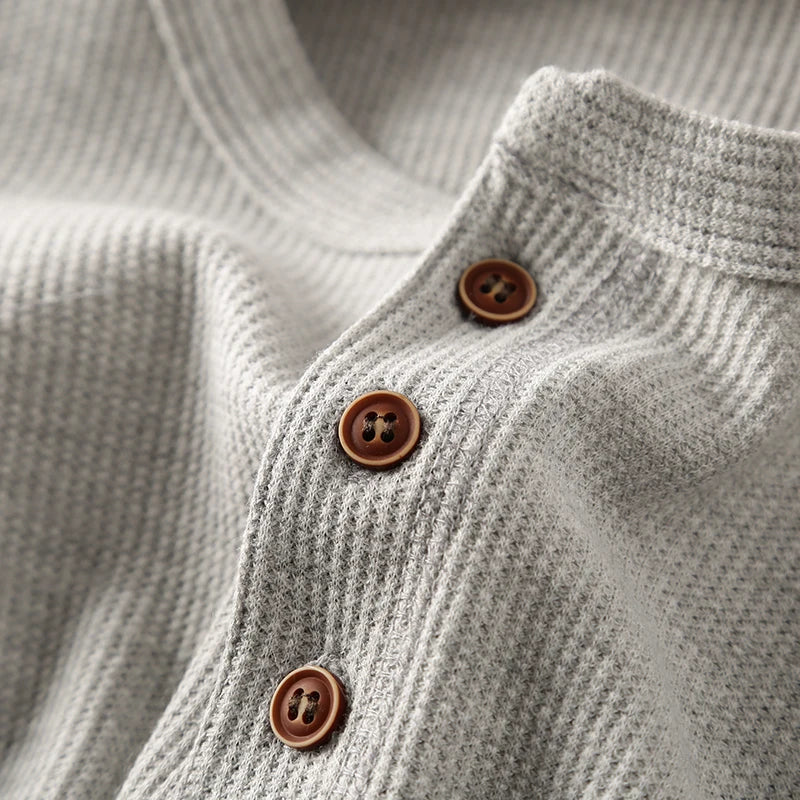 MANSSINO™ | Men's Waffle Knit Long-Sleeve Henley