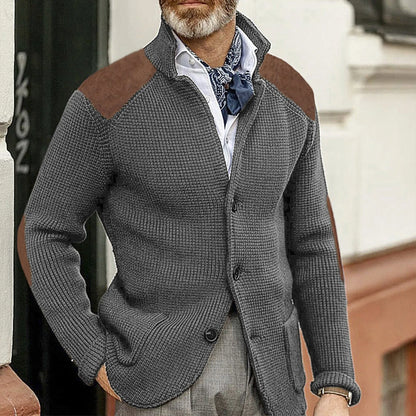 MANSSINO™ | Knit Jacket with Suede Patches