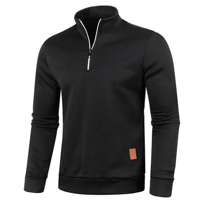 MANSSINO™ | Men's Heathered Half-Zip Stand Collar Pullover