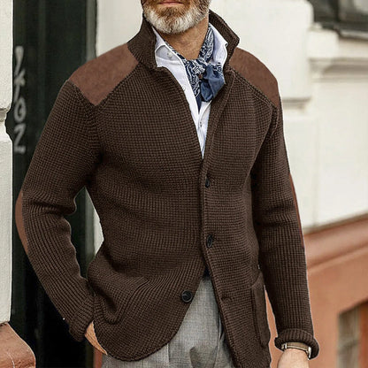 MANSSINO™ | Knit Jacket with Suede Patches