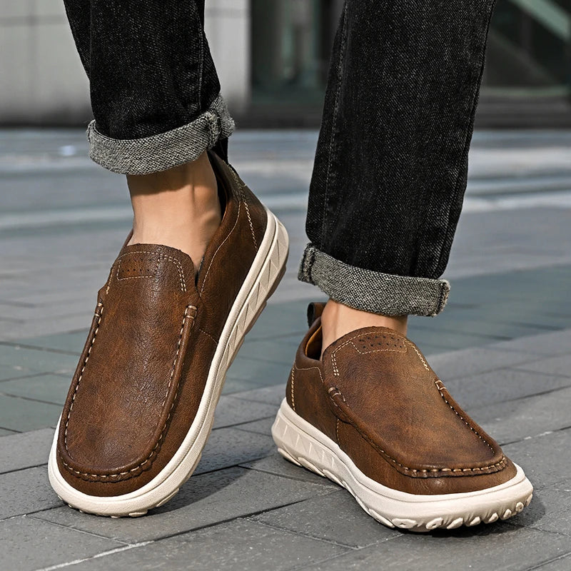 MANSSINO™ | Men's Textured Leather Slip-On with EVA Sole