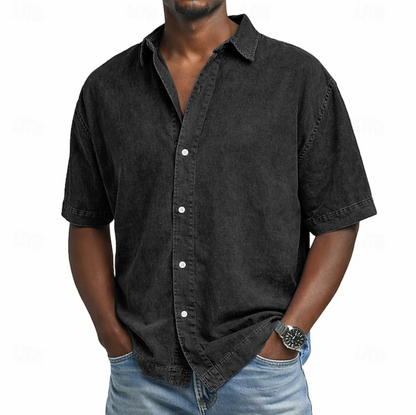 MONVIEL™ | Men's Acid-Wash Cotton Short-Sleeve Shirt
