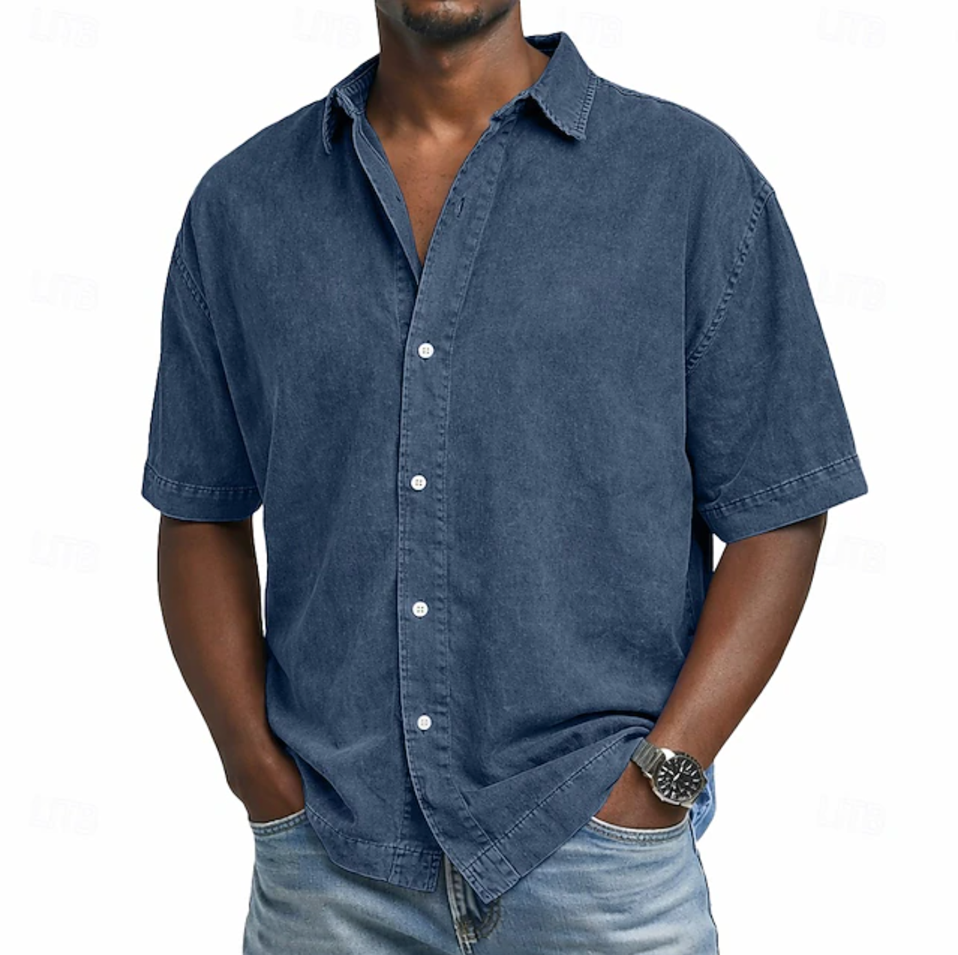 MONVIEL™ | Men's Acid-Wash Cotton Short-Sleeve Shirt