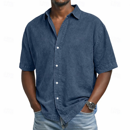 MONVIEL™ | Men's Acid-Wash Cotton Short-Sleeve Shirt