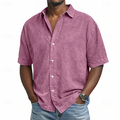 MONVIEL™ | Men's Acid-Wash Cotton Short-Sleeve Shirt
