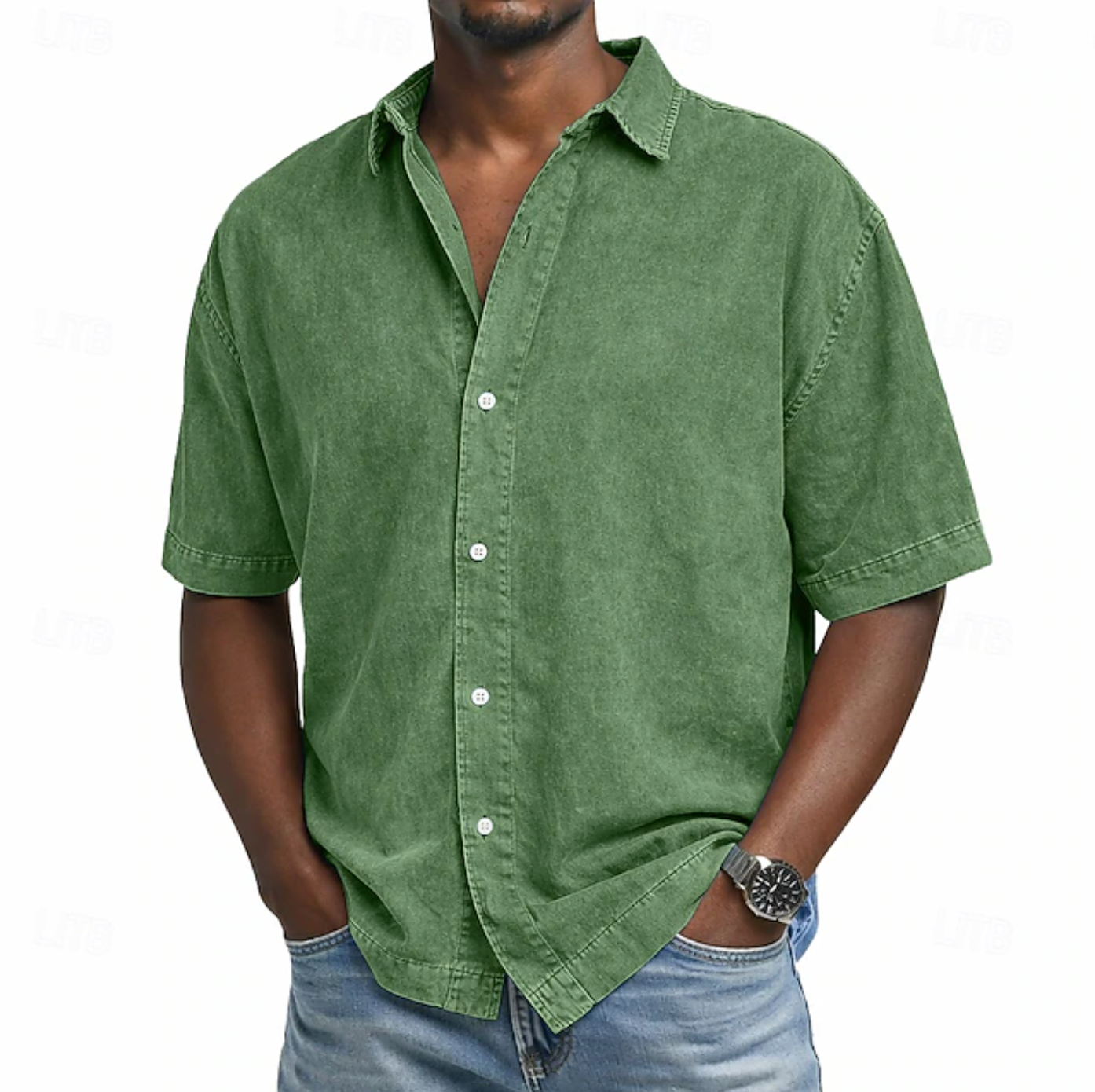 MONVIEL™ | Men's Acid-Wash Cotton Short-Sleeve Shirt