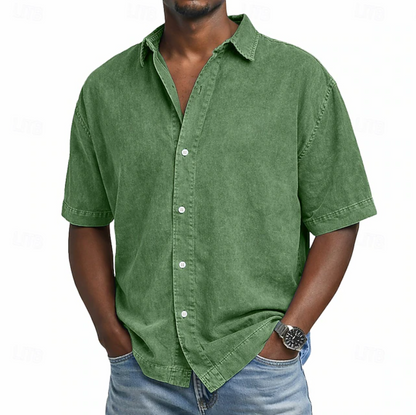 MONVIEL™ | Men's Acid-Wash Cotton Short-Sleeve Shirt