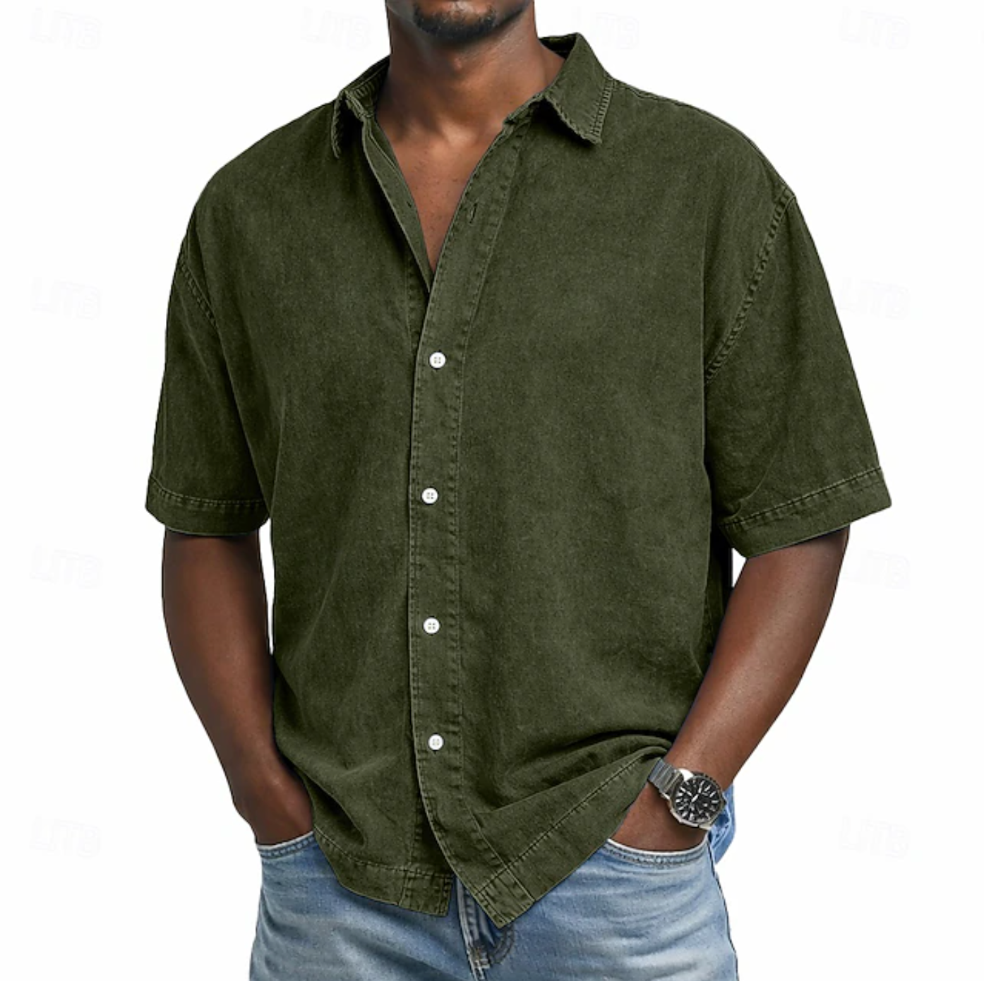 MONVIEL™ | Men's Acid-Wash Cotton Short-Sleeve Shirt