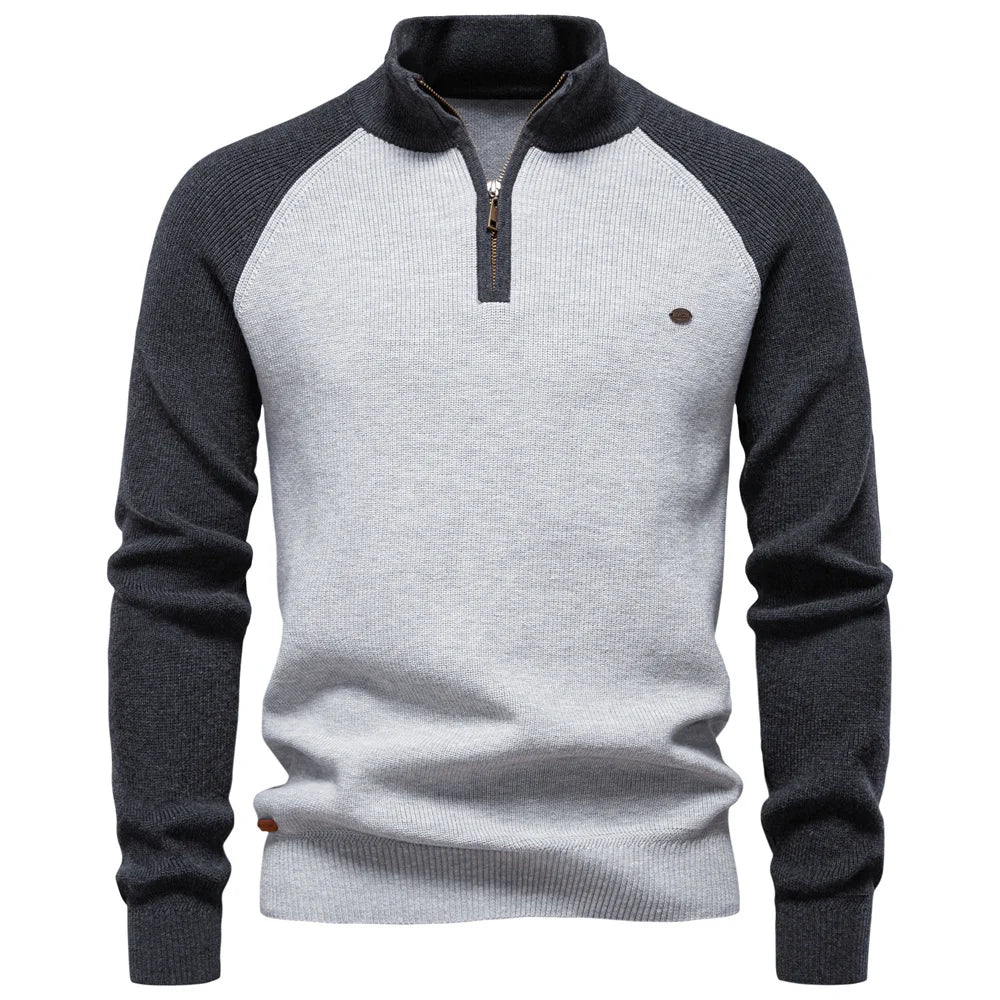MONVIEL | Mens High-Collar Quarter-Zip Knit