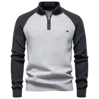 MANSSINO™ | Cotton Knit Quarter-Zip Sweater