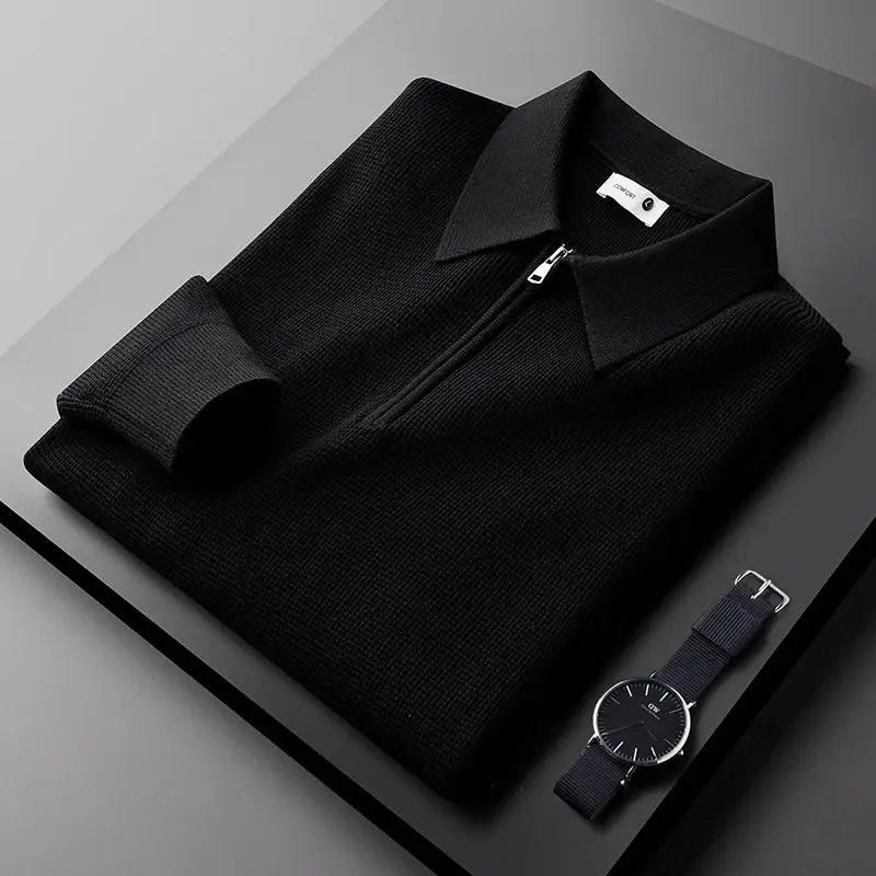 MANSSINO™ | Men's Waffle Knit Full-Zip Sweater