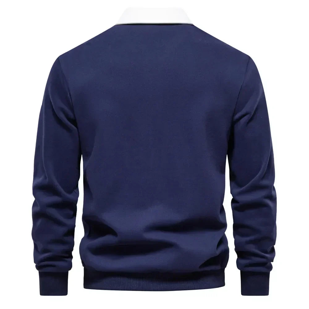 MONVIEL™ | Contrast-Collar Knit Polo Jumper
