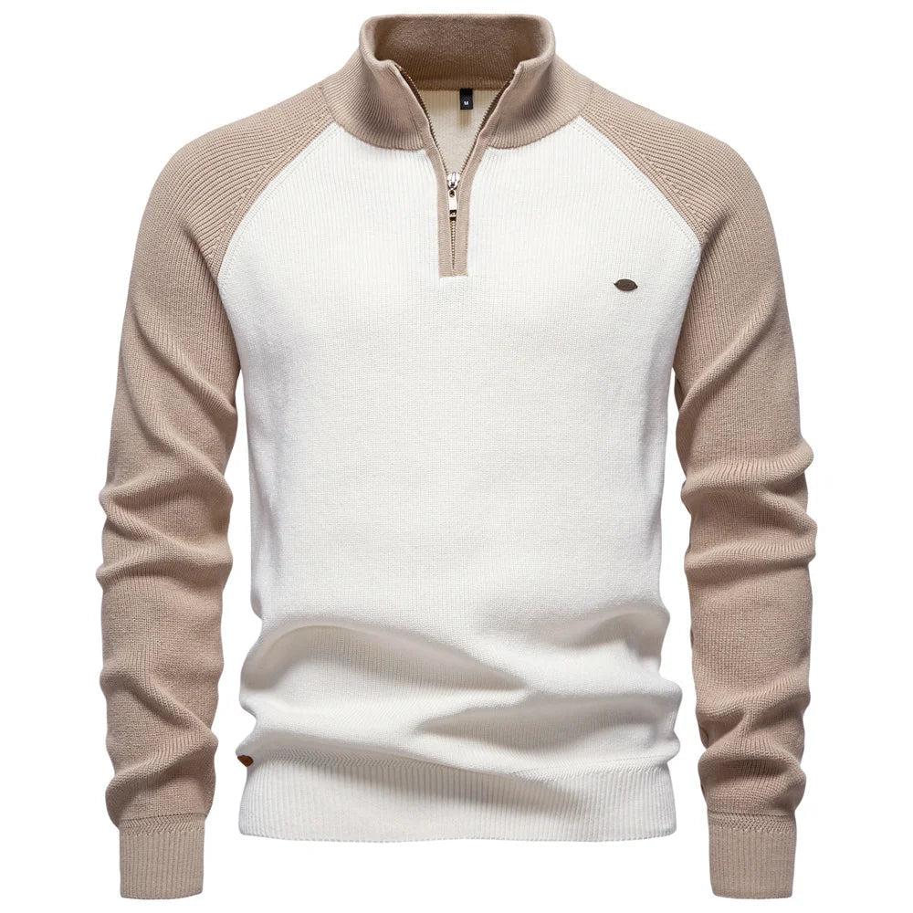 MONVIEL | Mens High-Collar Quarter-Zip Knit