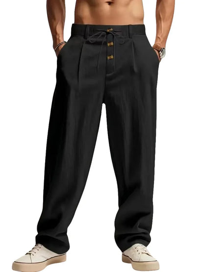 MANSSINO™ | Men's Cotton-Linen Straight-Leg Drawstring Trousers