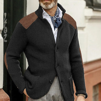 MANSSINO™ | Knit Jacket with Suede Patches
