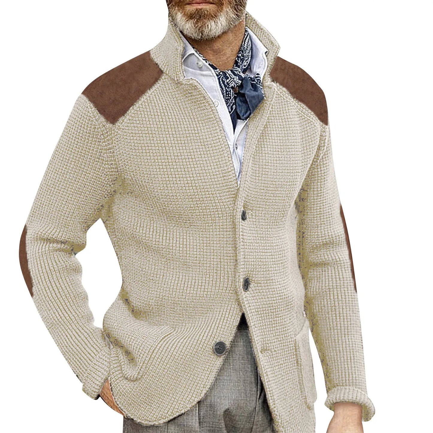MANSSINO™ | Knit Jacket with Suede Patches