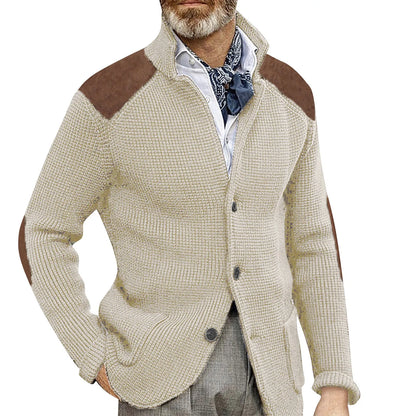 MANSSINO™ | Knit Jacket with Suede Patches