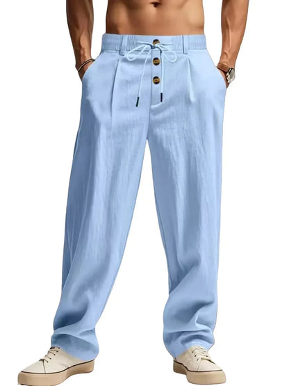 MANSSINO™ | Men's Cotton-Linen Straight-Leg Drawstring Trousers